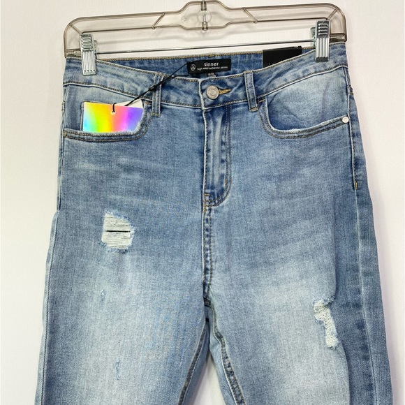 NWT Misguided High Waist Open Knee Skinny Jeans 8 - Picture 2 of 7